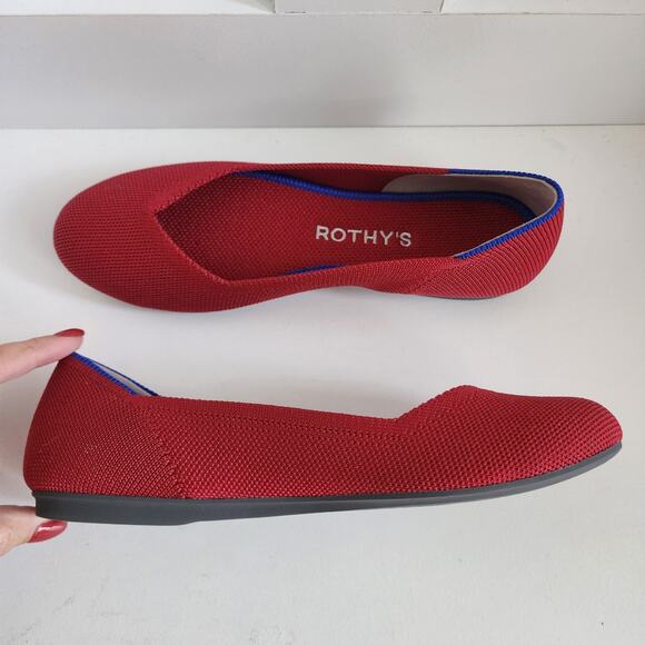 Rothy's Scooter Red The Flats Comfort Ballet Shoes Round Toe Women's Size 5 - Picture 6 of 11